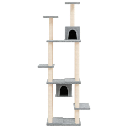 Rascador Para Gatos Con Postes De Sisal Gris Claro 176 Cm_2