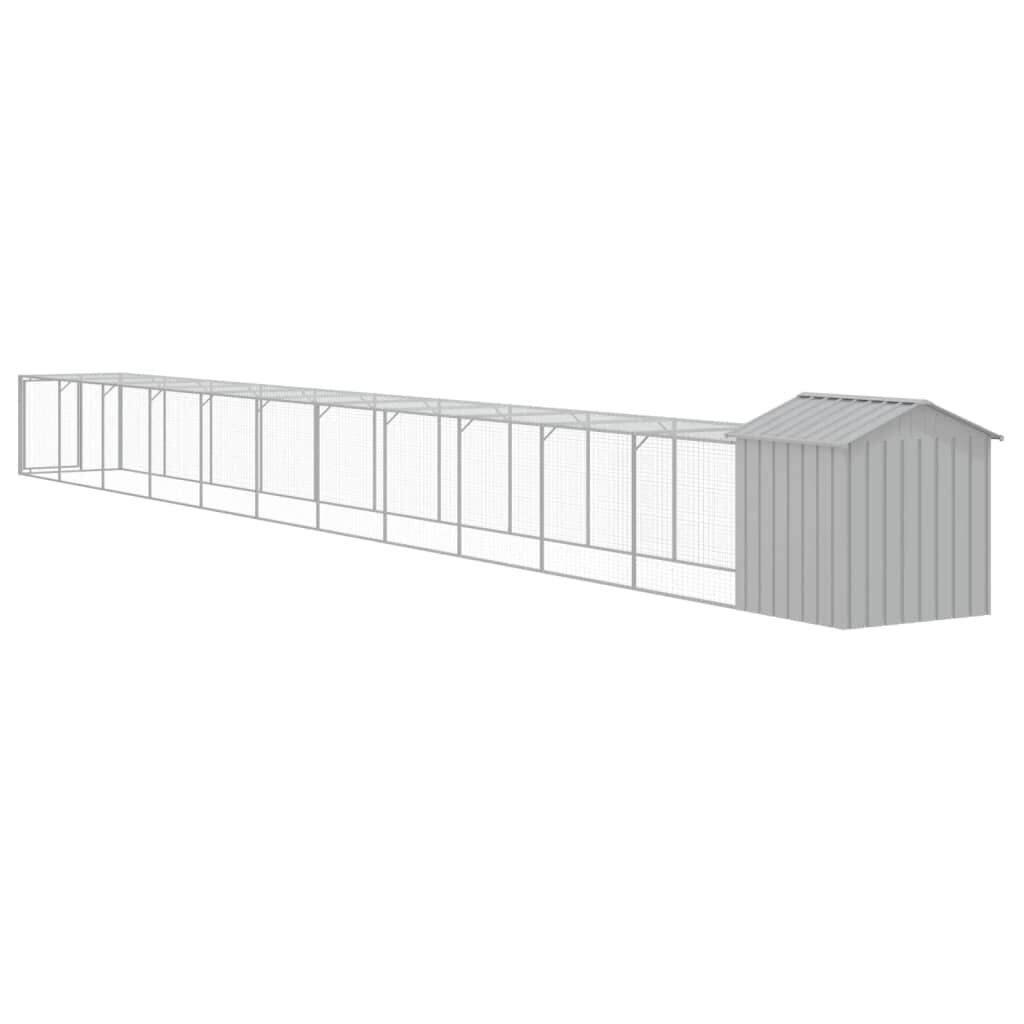 Vidaxl Gallinero Y Corral Acero Galvanizado Gris Claro 117x1221x123 Cm_4