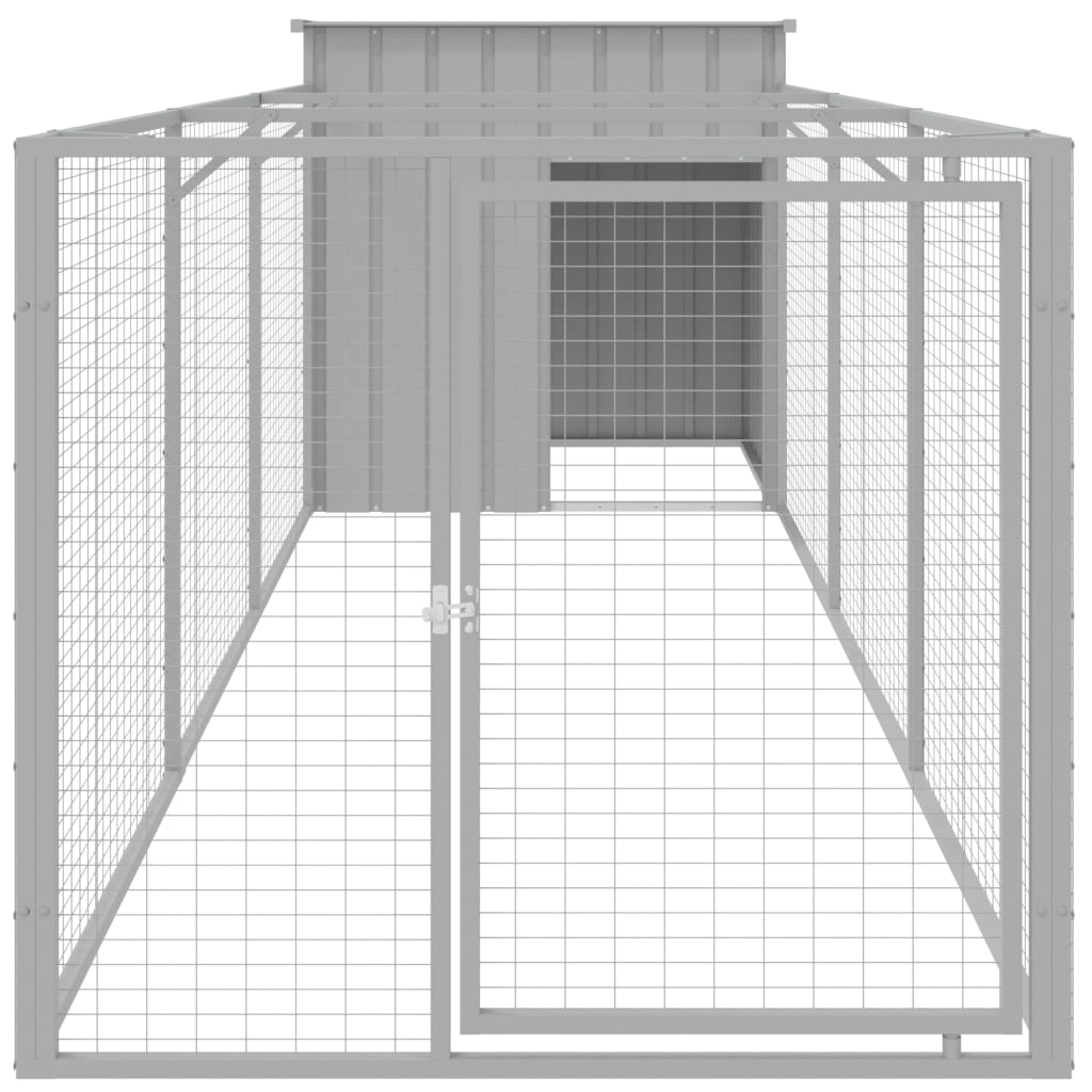 Caseta Perros Corral Acero Galvanizado Gris Claro 110x405x110cm_2