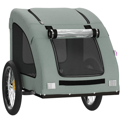 Remolque De Bicicleta Mascotas Hierro Tela Oxford Gris_4