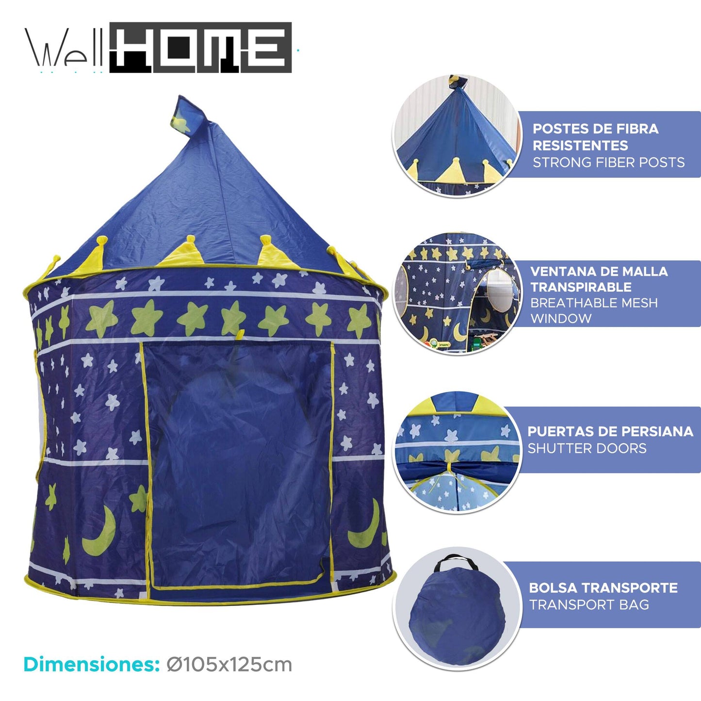 Well Home Tienda De Juego De Castillo De Caballero Azul Ø105x125cm_1