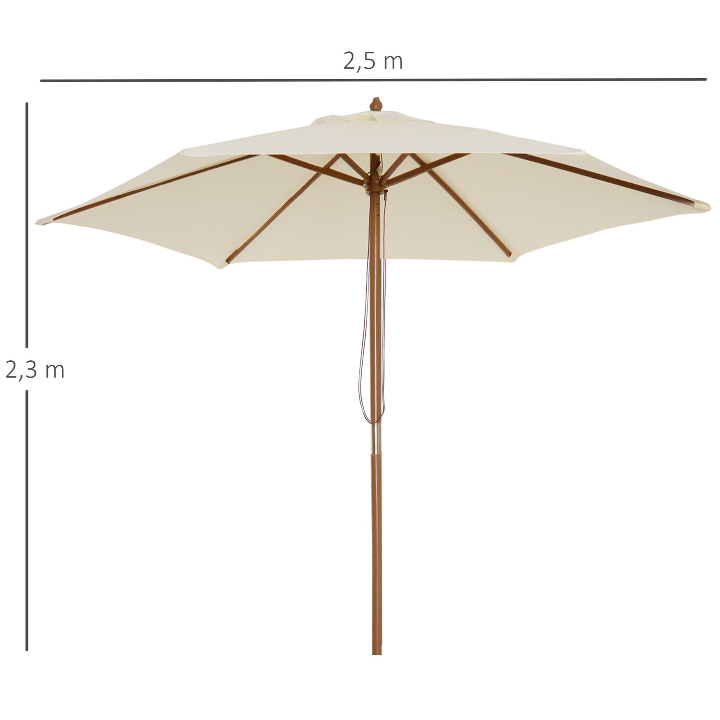 Outsunny Sombrilla De Jardín Ø250x230 Cm Con Poste Desmontable Crema_2
