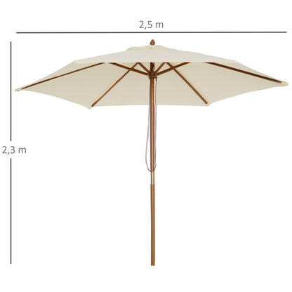 Outsunny Sombrilla De Jardín Ø250x230 Cm Con Poste Desmontable Crema_2