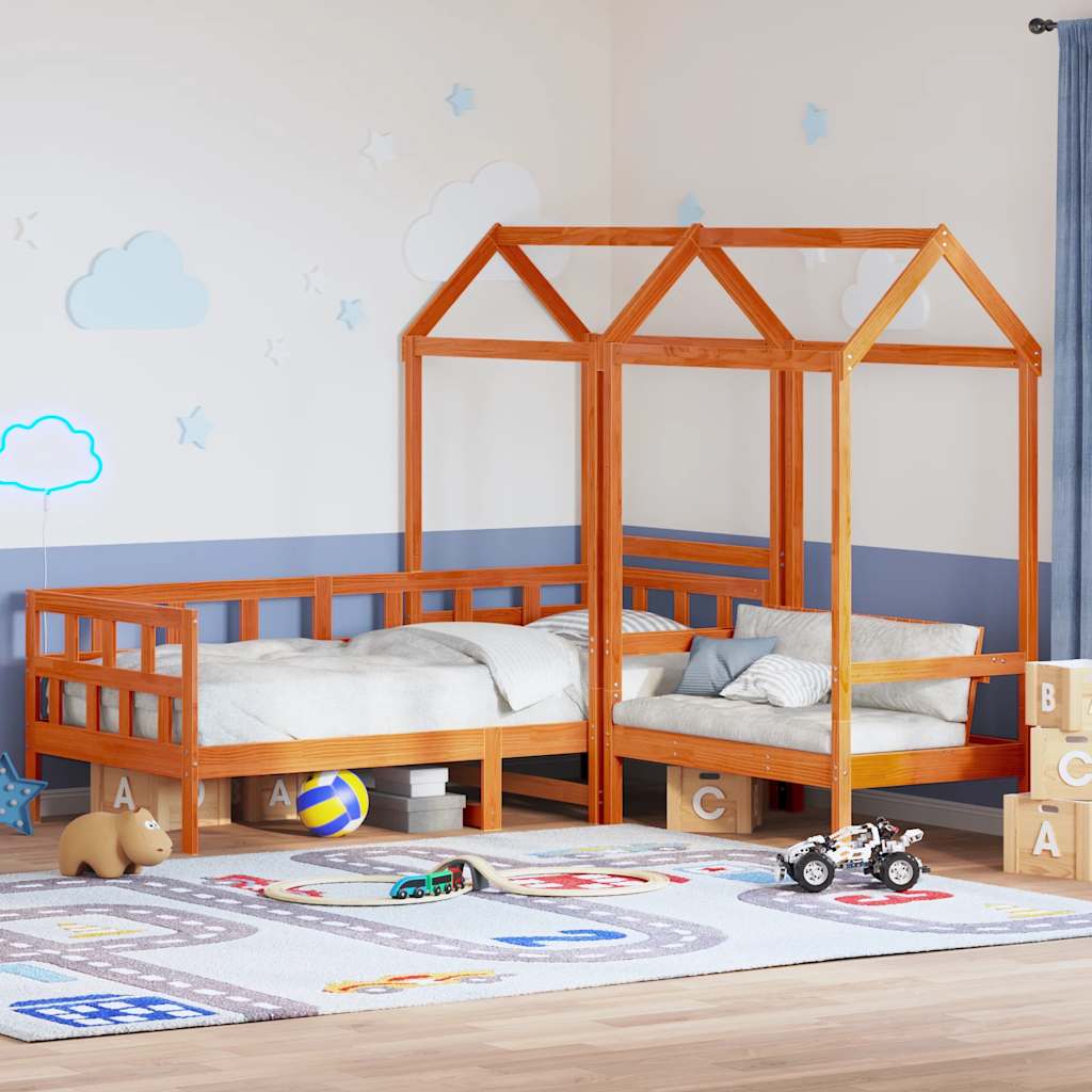 Sofá Cama Con Techo Madera Maciza Pino Marrón Cera 80x200 Cm_1