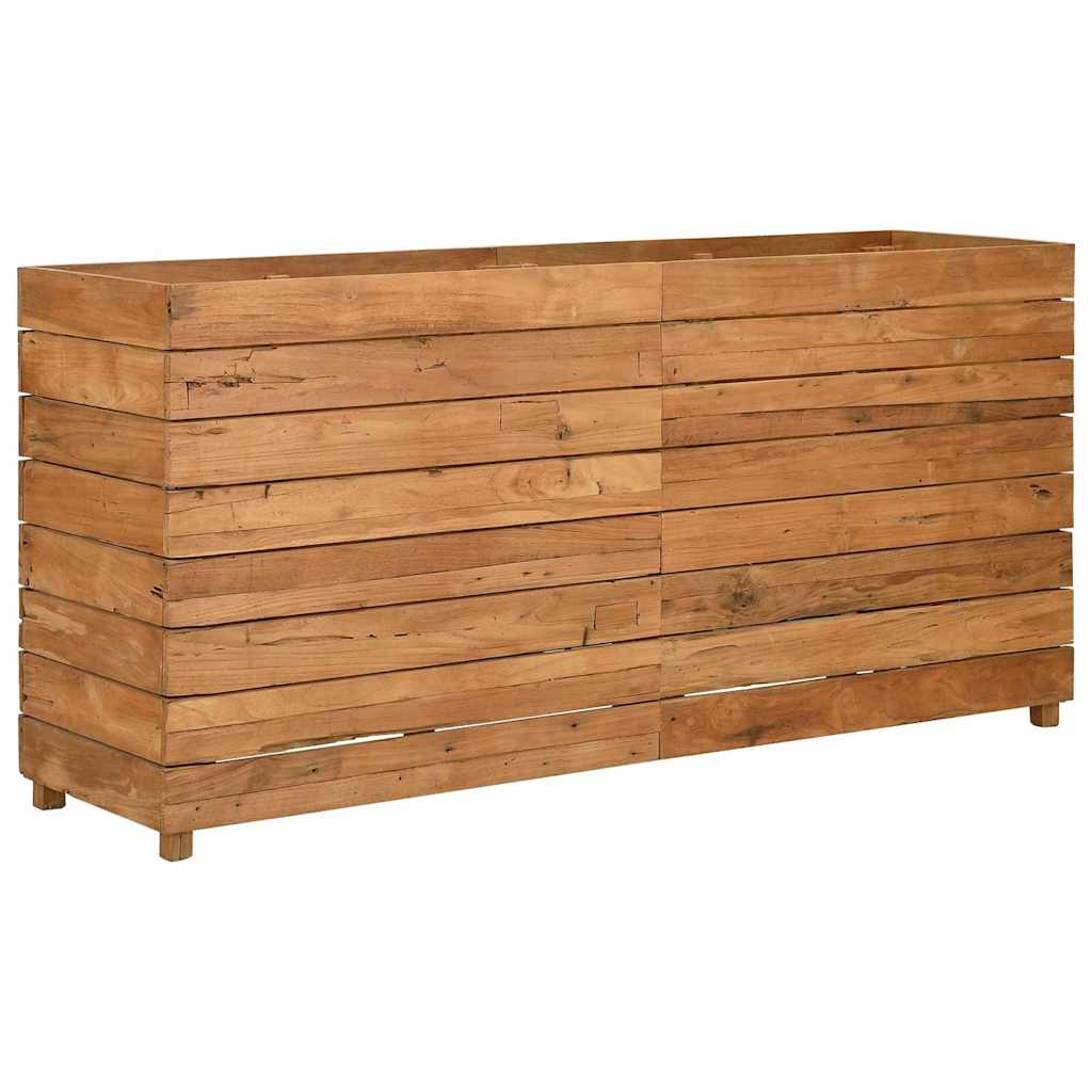 Arriate Elevado Madera De Teca Reciclada Y Acero 150x40x72 Cm_0
