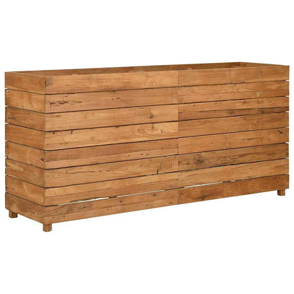 Arriate Elevado Madera De Teca Reciclada Y Acero 150x40x72 Cm_0