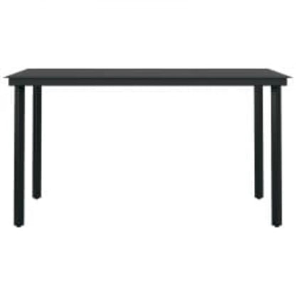 Juego De Comedor De Jardín 7 Piezas Con Cojines Gris Y Negro / Vetonek_4