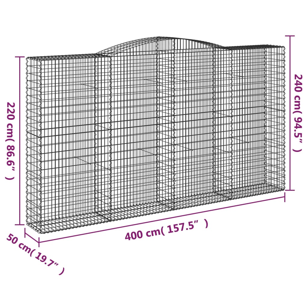 Cestas De Gaviones 3 Uds Forma De Arco Hierro 400x50x220/240 Cm_5