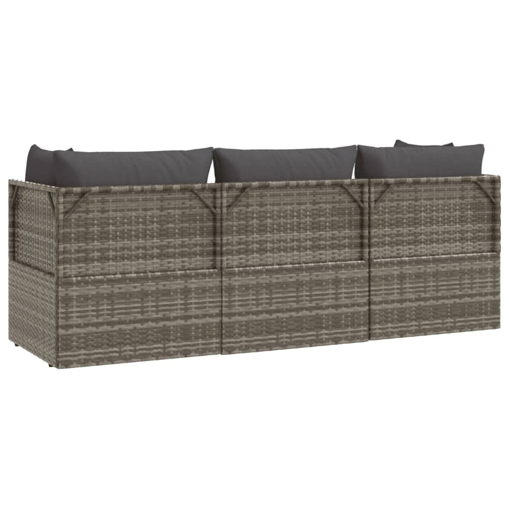 Vidaxl Set De Muebles De Jardín 3 Pzas Y Cojines Ratán Sintético Gris_5