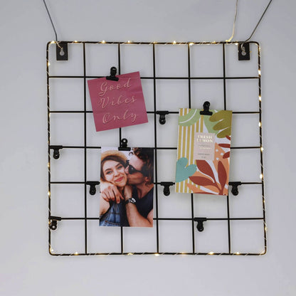 Well Home Estante De Pared Para Cuadros Con Led En Metal Negro 36x36x2cm_3