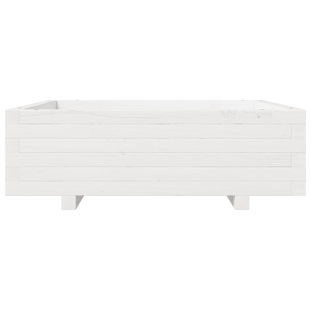Jardinera De Madera Maciza De Pino Blanca 80x80x26,5 Cm_4
