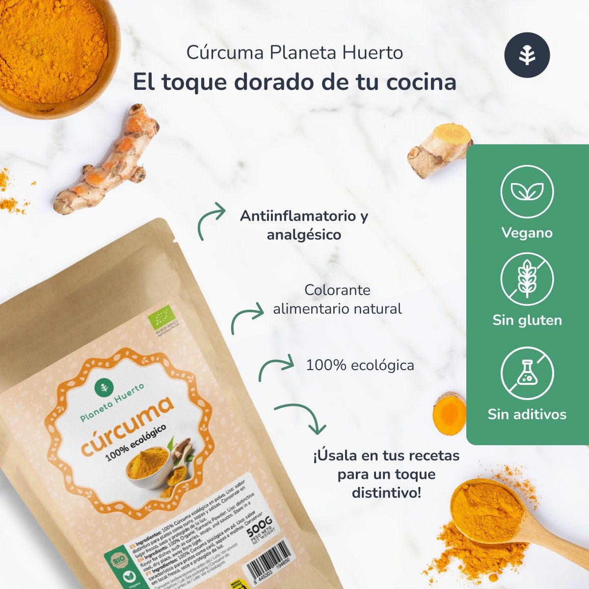 Cúrcuma em pó ECO Planeta Huerto 500 g