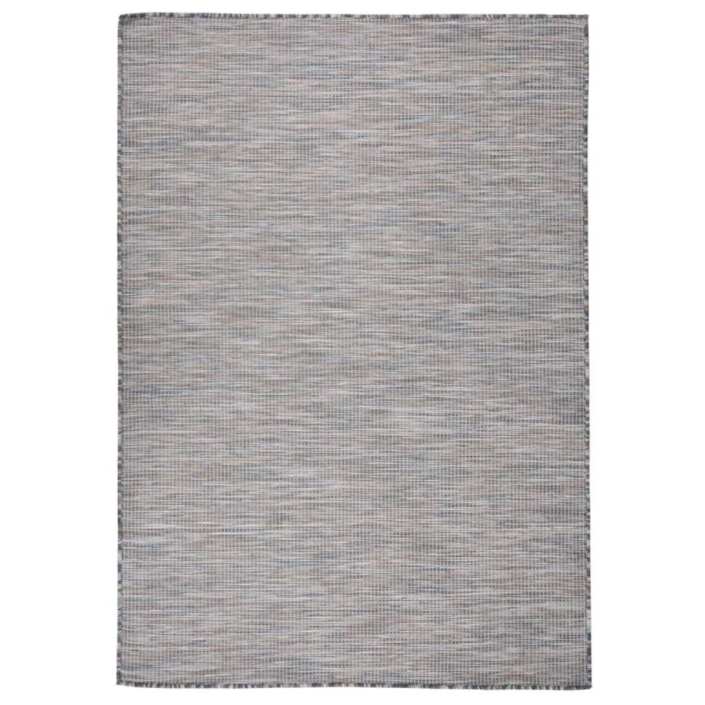 Alfombra De Exterior De Tejido Plano Marrón Y Azul 140x200 Cm / Vetonek_0