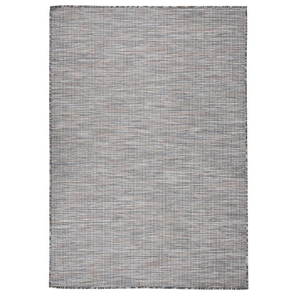 Alfombra De Exterior De Tejido Plano Marrón Y Azul 140x200 Cm / Vetonek_0
