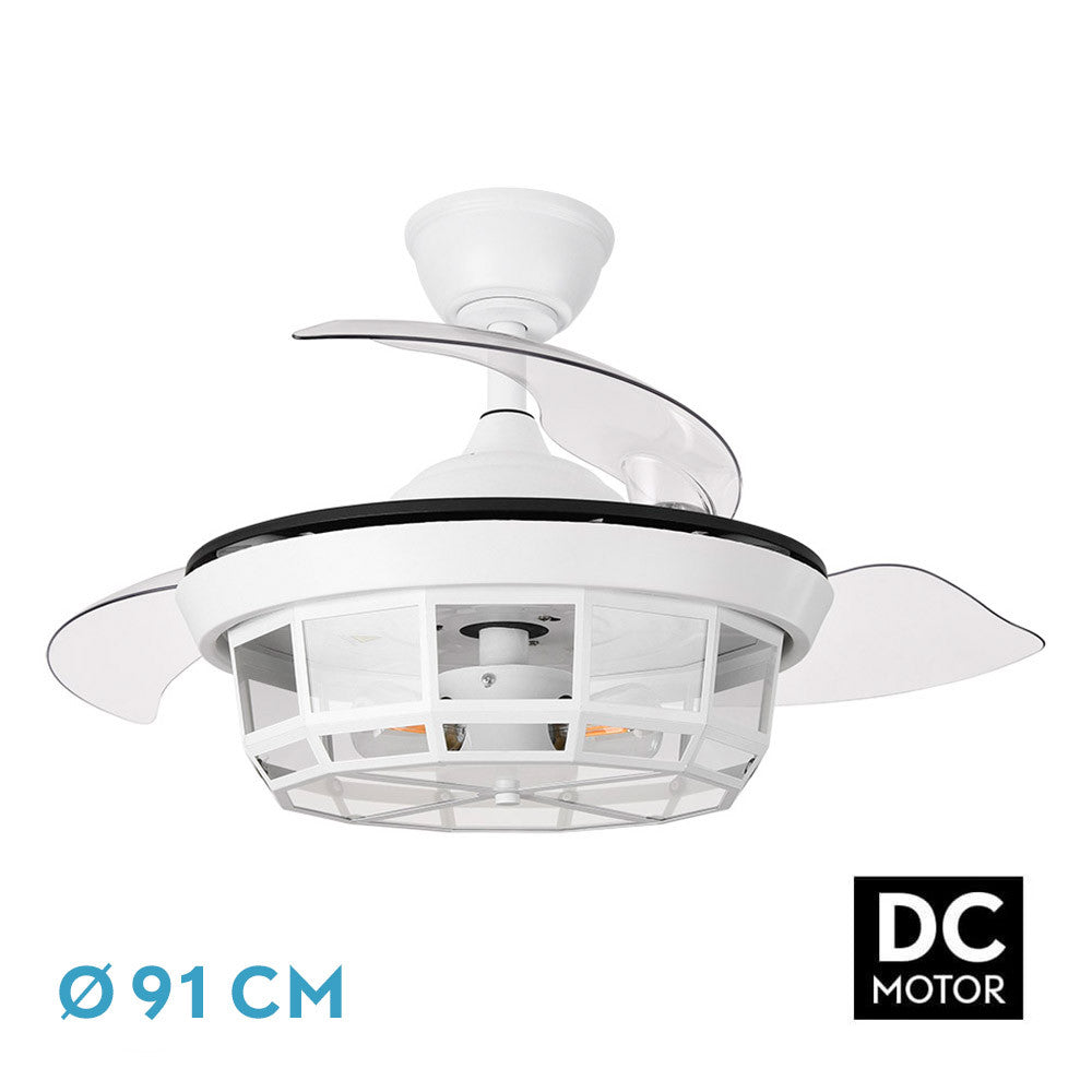 Ventilador Dc Tornado Blanco 3xe27 91d 3aspas Desplegables 6velocidades C/remoto Y Temporizador_0