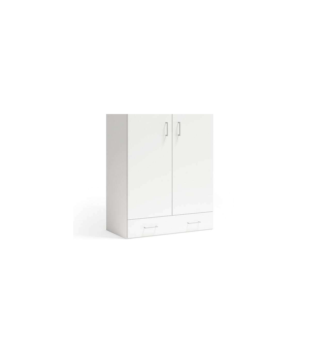 Armario 2 Puertas Abatibles Y 1 Cajón Acabado Blanco, 197cm(alto) 99cm(ancho) 51cm(fondo)_1