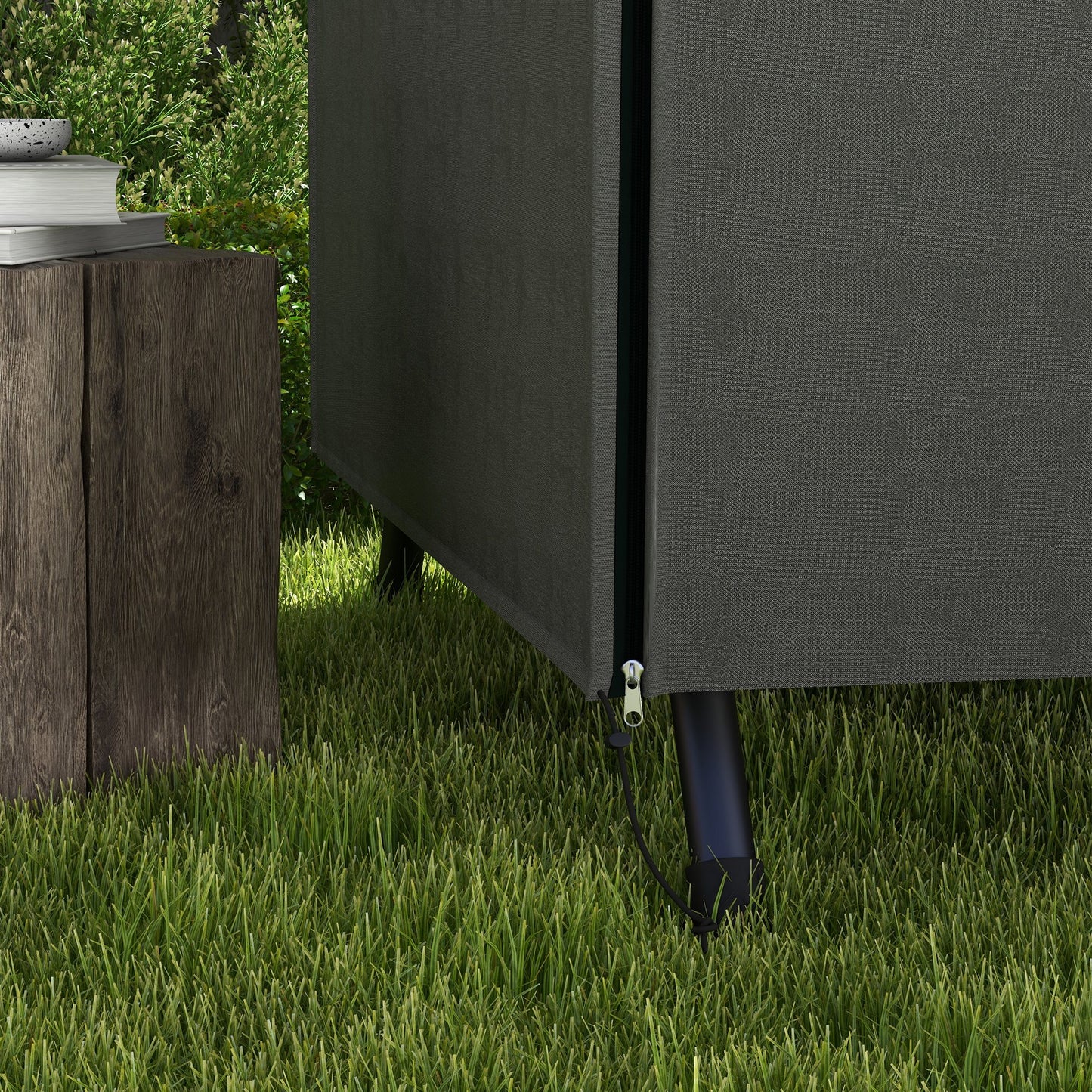 Outsunny Funda Balancín Jardín Con 2 Cremalleras 205x124x164 Cm Gris Oscuro_4