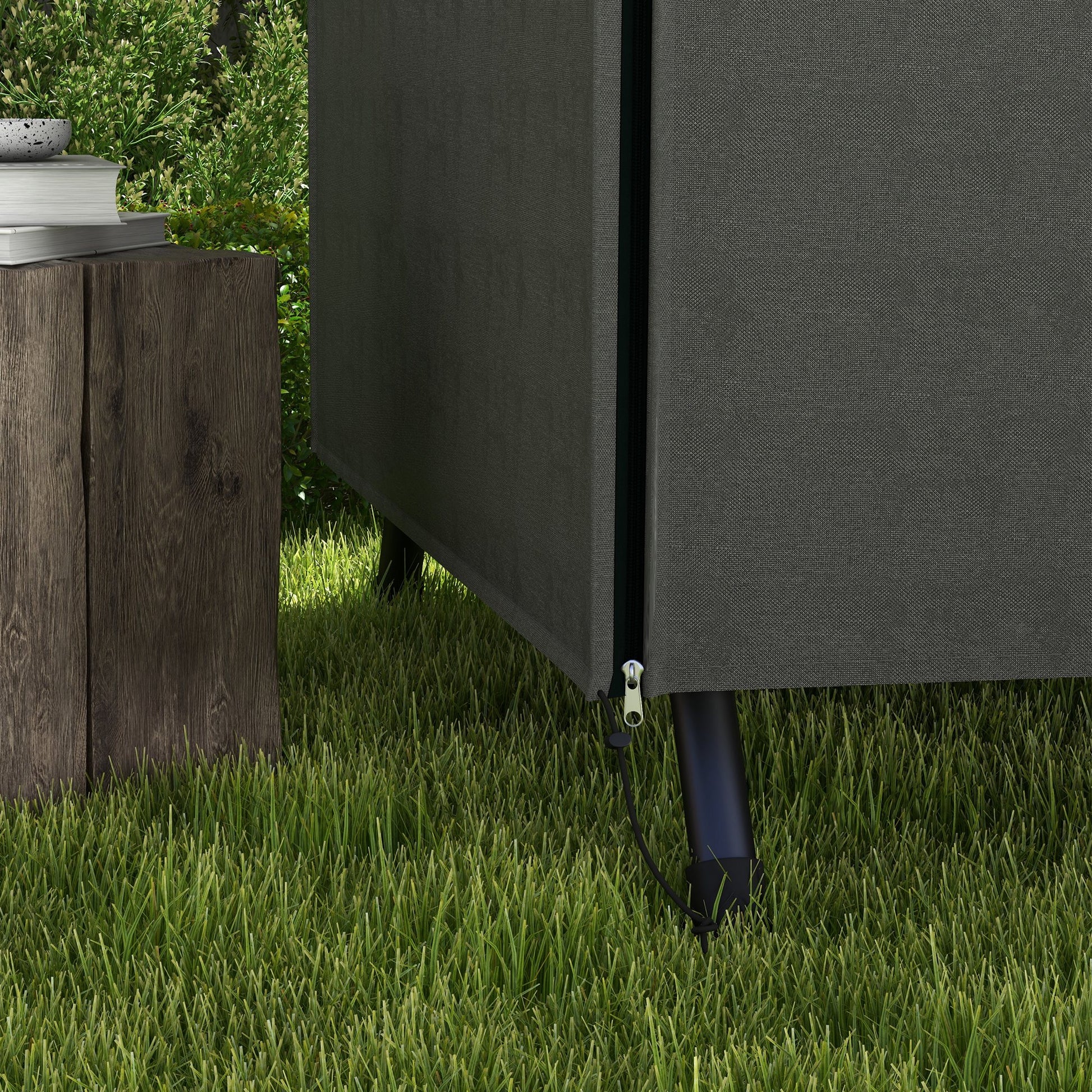 Outsunny Funda Balancín Jardín Con 2 Cremalleras 205x124x164 Cm Gris Oscuro_4