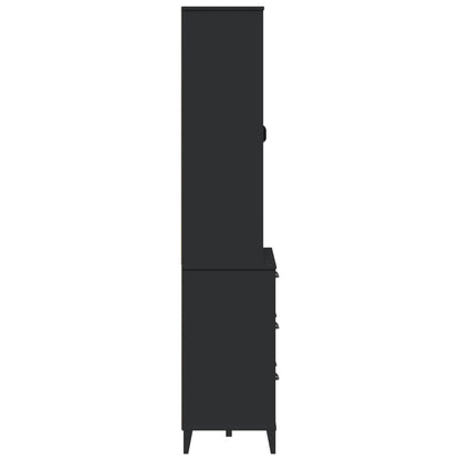 Aparador Alto Viken Madera Maciza De Pino Negro 80x40x190 Cm / Vetonek_1