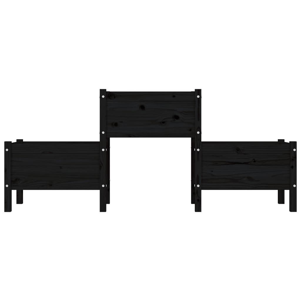 Jardinera De Madera De Pino Maciza Negra 178,5x44x75 Cm_3