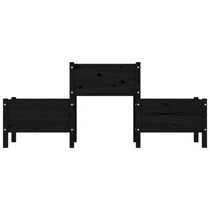 Jardinera De Madera De Pino Maciza Negra 178,5x44x75 Cm_3