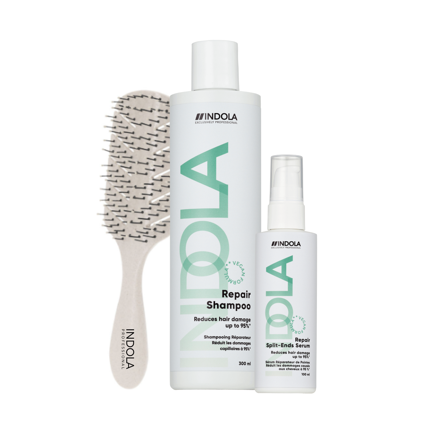 Indola Pack Reparación Y Hidratación – Champú + Tratamiento Puntas Abiertas Profesional – 300ml + 100ml_0