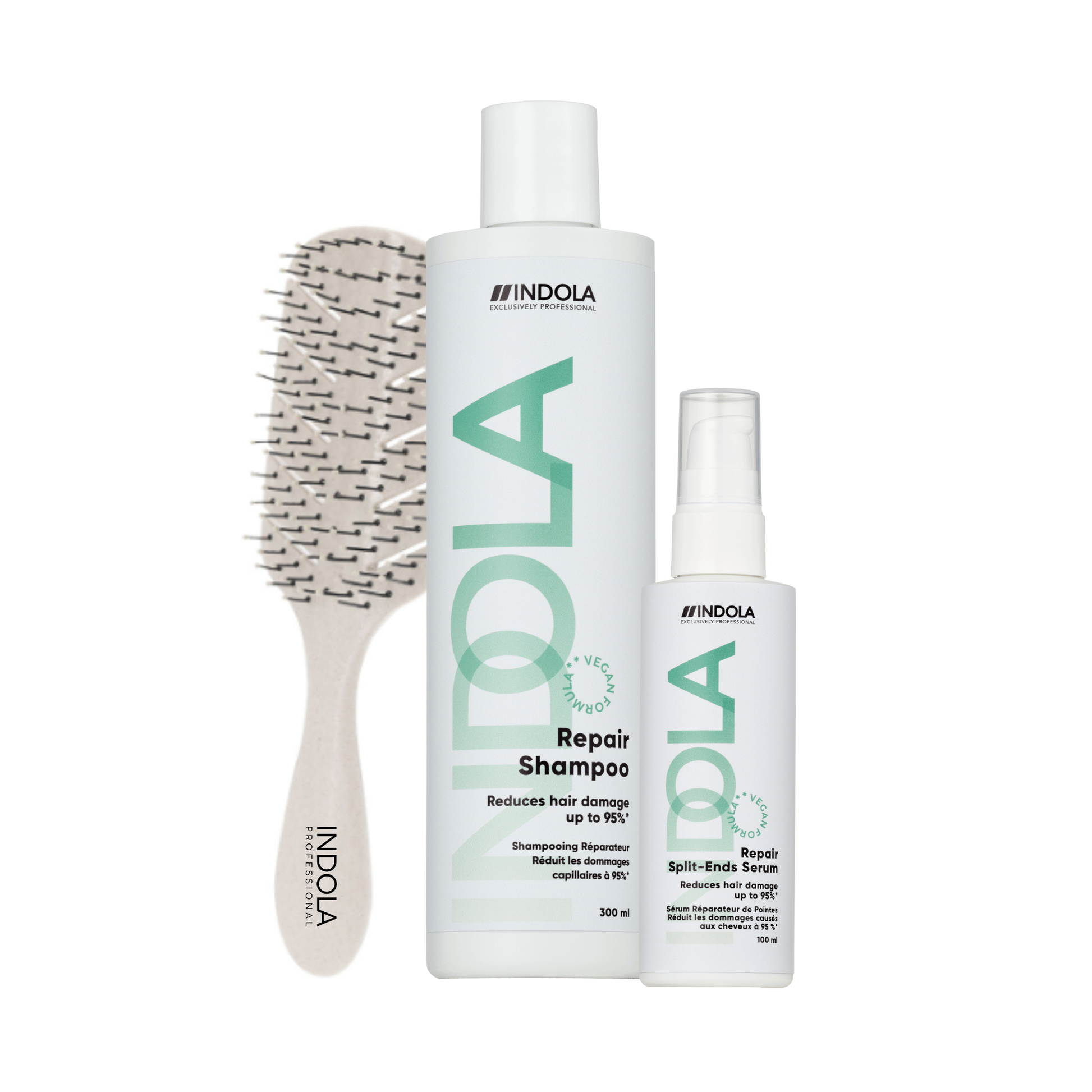 Indola Pack Reparación Y Hidratación – Champú + Tratamiento Puntas Abiertas Profesional – 300ml + 100ml_0