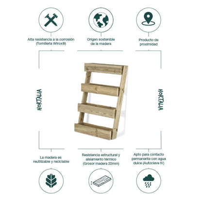 Pavimento vertical para jardim Stand Line Floor 4 Tabuleiros Hortalia