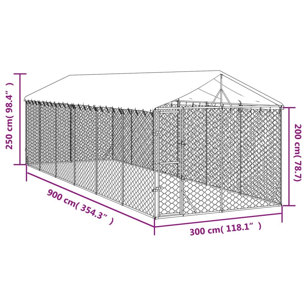 Vidaxl Perrera De Exterior Con Techo Acero Galvanizado Plata 3x9x2,5 M_2