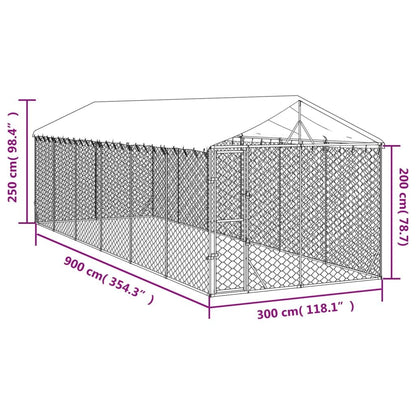 Vidaxl Perrera De Exterior Con Techo Acero Galvanizado Plata 3x9x2,5 M_2