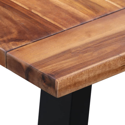 Mesa De Comedor De Madera Maciza De Acacia Y Vidrio 180x90x75cm_2