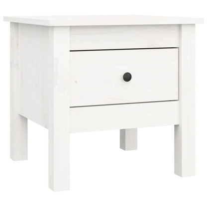 Mesa Auxiliar 2 Uds De Madera Maciza De Pino Blanco 40x40x39 Cm_1
