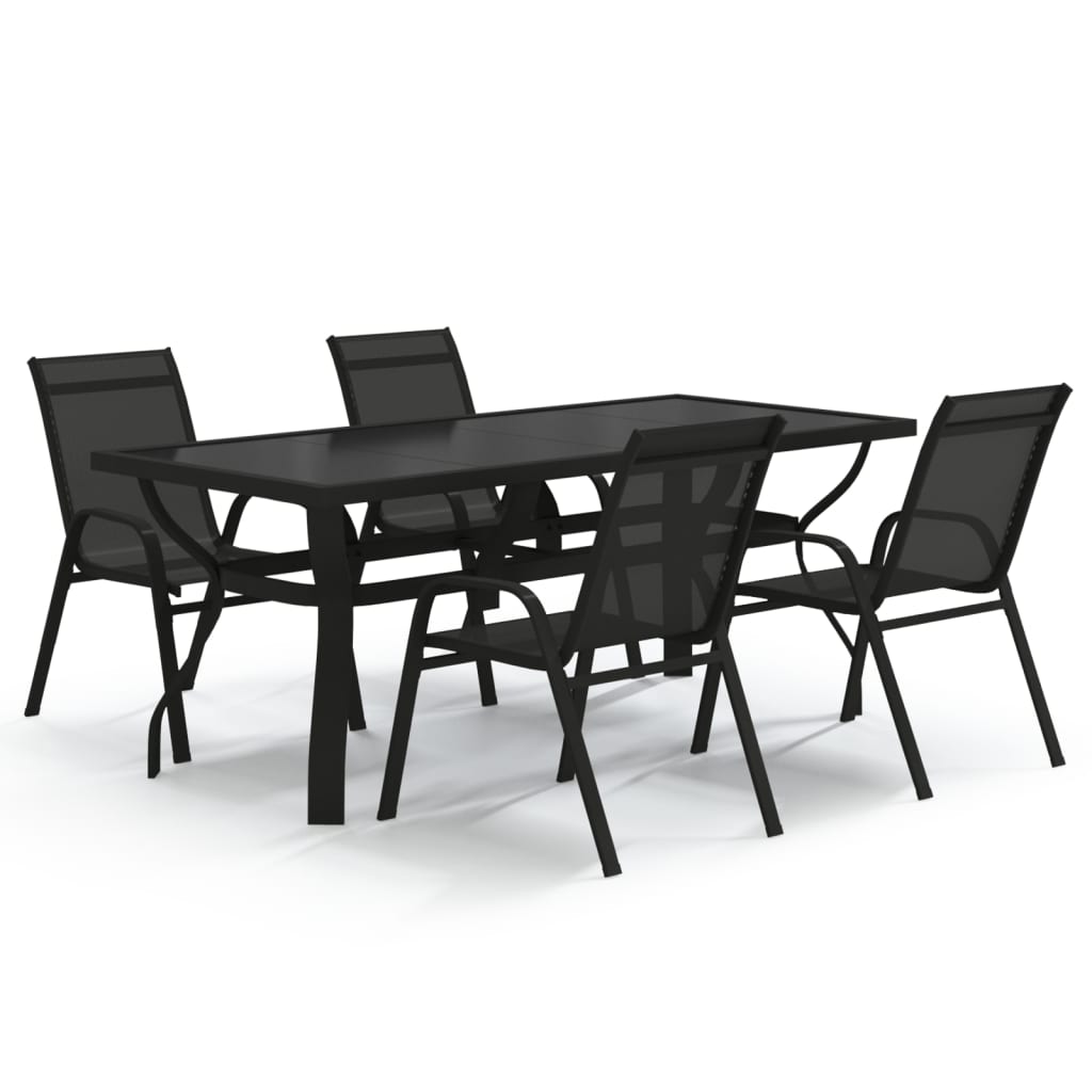 Juego De Comedor Para Jardín 5 Piezas Negro / Vetonek_3