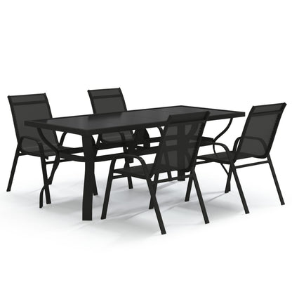 Juego De Comedor Para Jardín 5 Piezas Negro / Vetonek_3