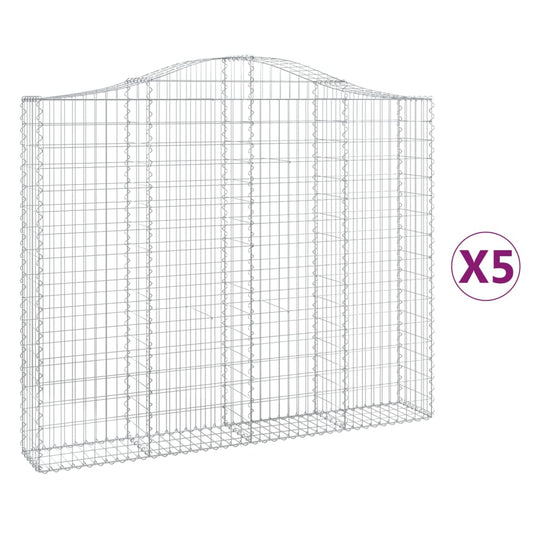 Cestas Gaviones 5 Uds Forma De Arco Hierro 200x30x160/180 Cm_0
