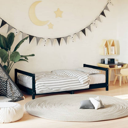 Vidaxl Estructura De Cama Para Niños Madera De Pino Negro 80x160 Cm_1