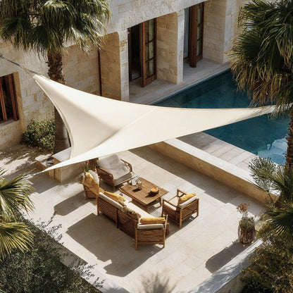 Malla De Sombreo Triangular Sunnet Kit Elast 3,4x3,4x3,4m Beige Nortene_4