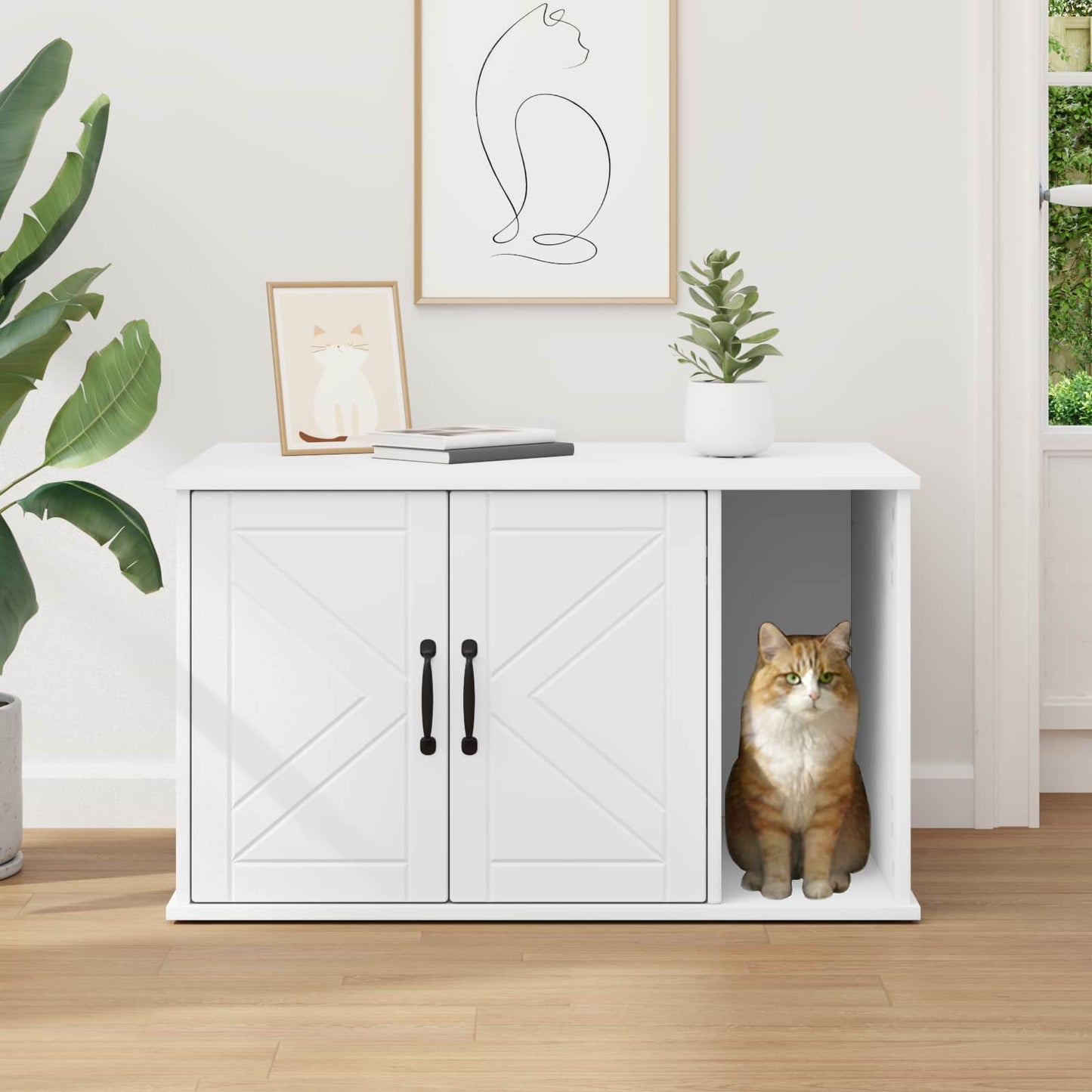 Casa Para Gatos 85 X 55 X 50 Cm Madera De Ingeniería_3