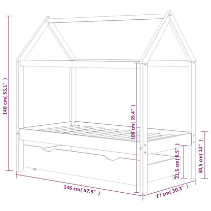 Vidaxl Estructura De Cama Infantil Con Cajón Madera De Pino 70x140 Cm_2