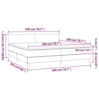 Cama Box Spring Colchón Y Led Cuero Sintético Gris 200x200 Cm / Vetonek_2