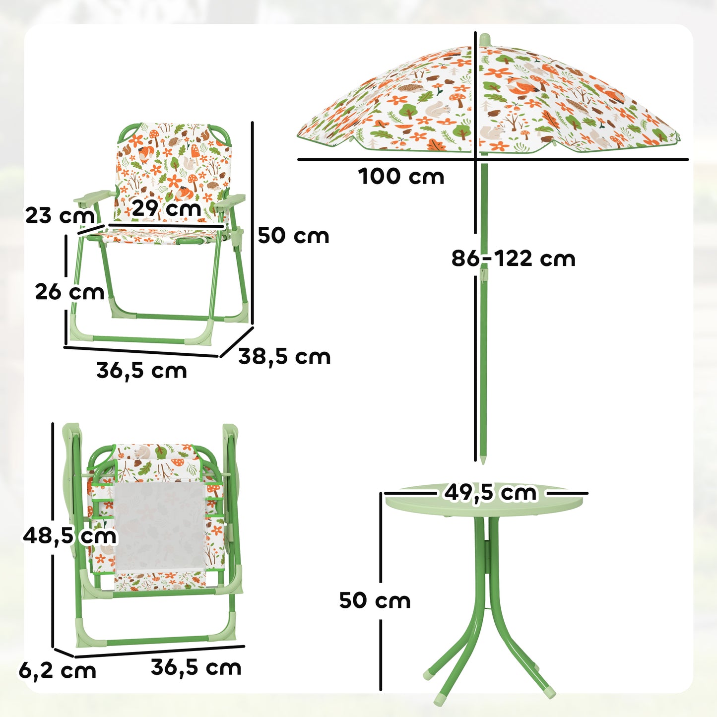 Aiyaplay Conjunto De Mesa Y Sillas Infantil De Jardín De 4 Piezas Verde_2