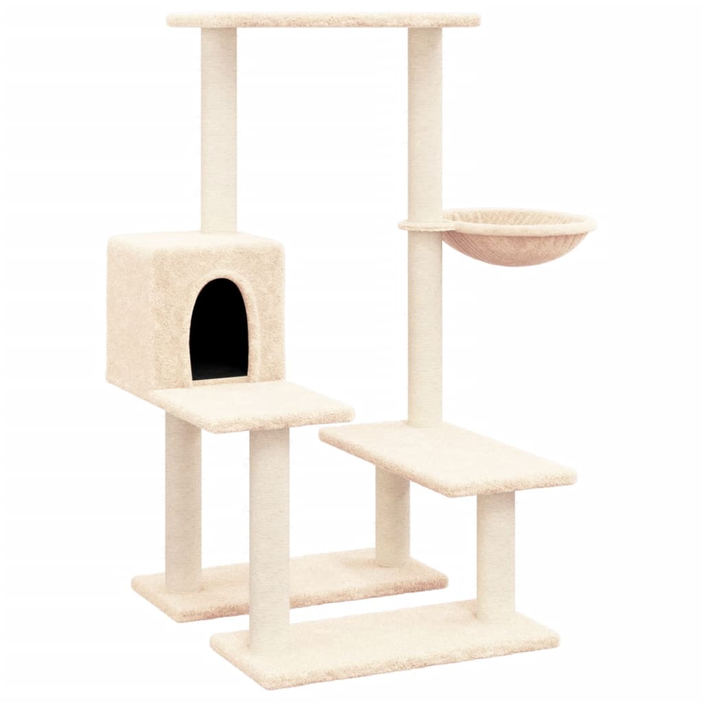 Rascador Para Gatos Con Postes De Sisal Color Crema 94,5 Cm_0