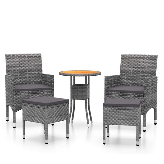 Vidaxl Juego De Muebles De Jardín De 5 Piezas Ratán Sintético Gris_0