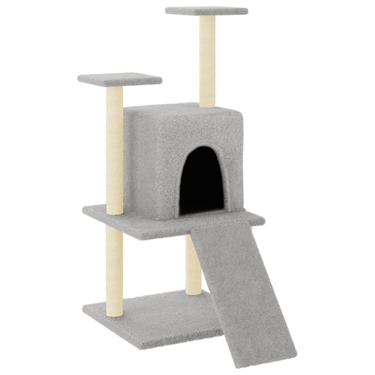 Rascador Para Gatos Con Postes De Sisal Gris Claro 110 Cm_0