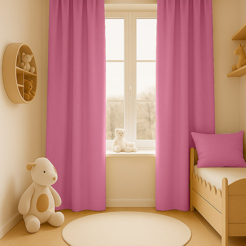 Cortinas De Gasa De Algodón Orgánico Color Rosa Para Bebé_1