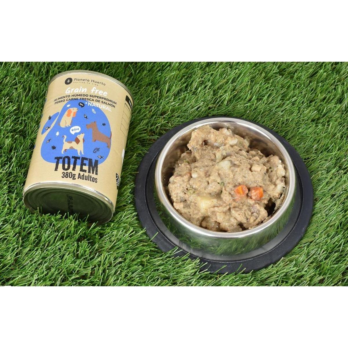 Embalagem de 6 rações húmidas superpremium sem cereais para cães, salmão, Planeta Huerto, 380 g