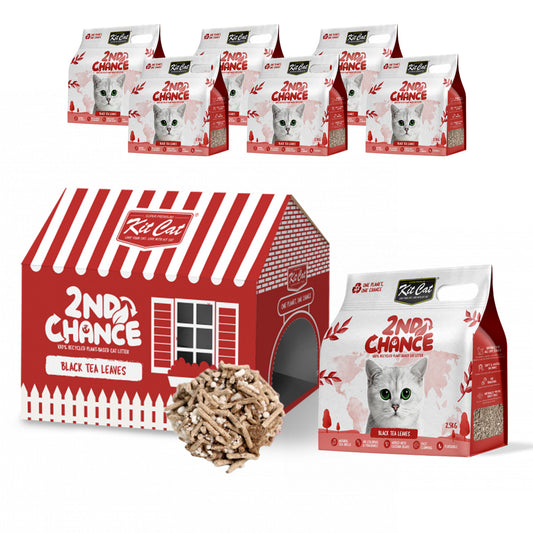 Pack de 6 Kit Cat Arena Eco 2ª Chance - Chá Preto 2,5 Kg Folhas de Chá Preto, Ervilha e Mandioca