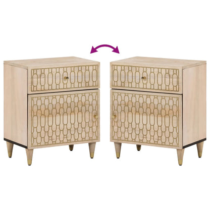 Mesita De Noche Madera Maciza De Mango 50x33x60 Cm_4