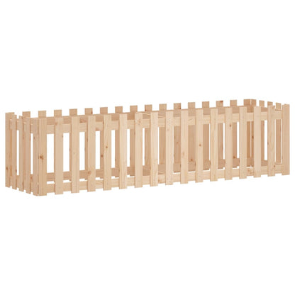 Arriate Elevado Jardín Con Valla Madera Maciza Pino 200x50x50cm_3