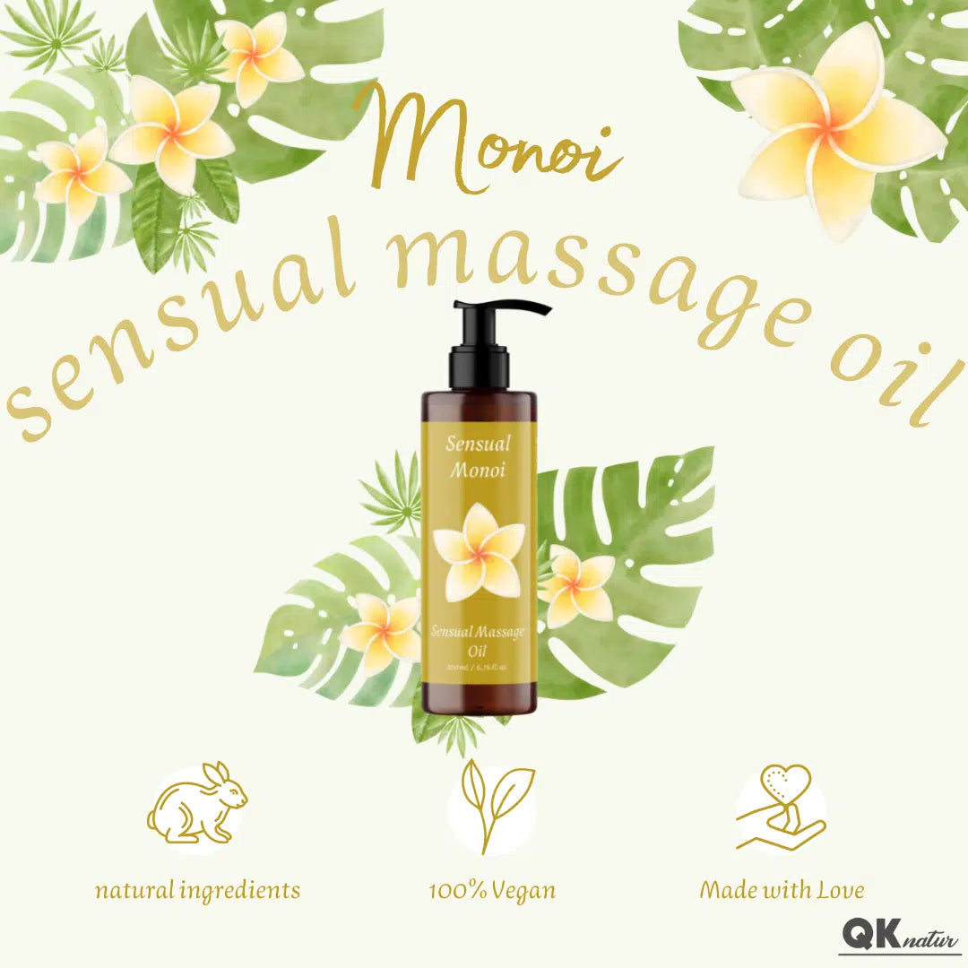 QKnatur - Aceite De Masaje Monoi - 200ml - Bio - Con Ingredientes Naturales. Para Masajes Corporales Relajantes_1
